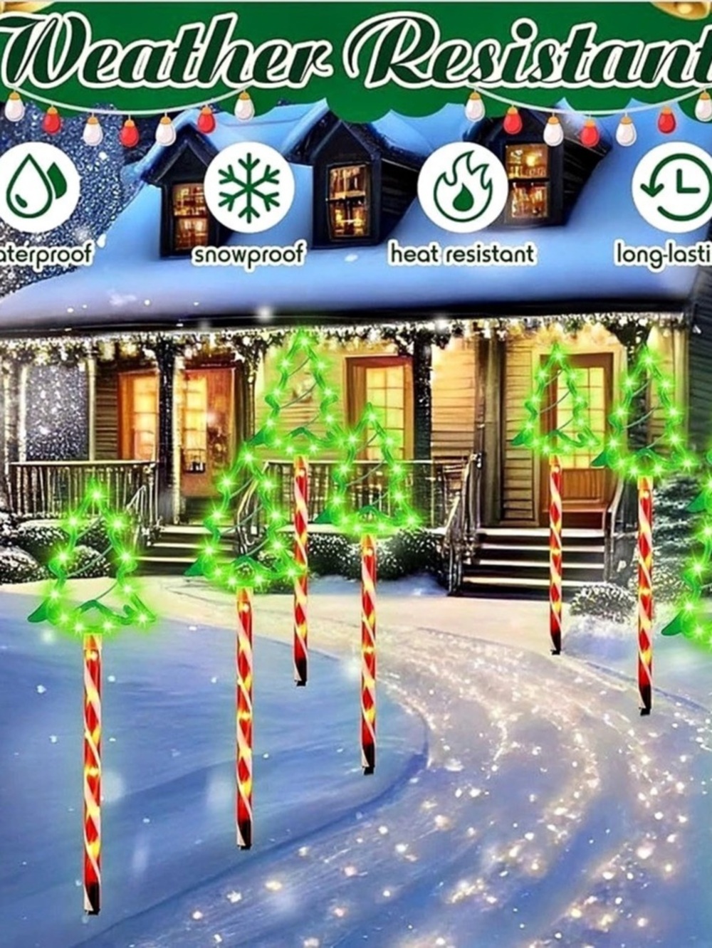 8 Pack Christmas Pathway Light Outdoor 136 LED Christmas